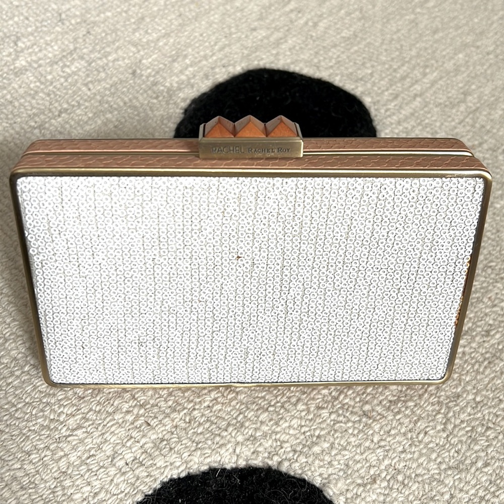 Rachel Roy White Sequin Clutch
